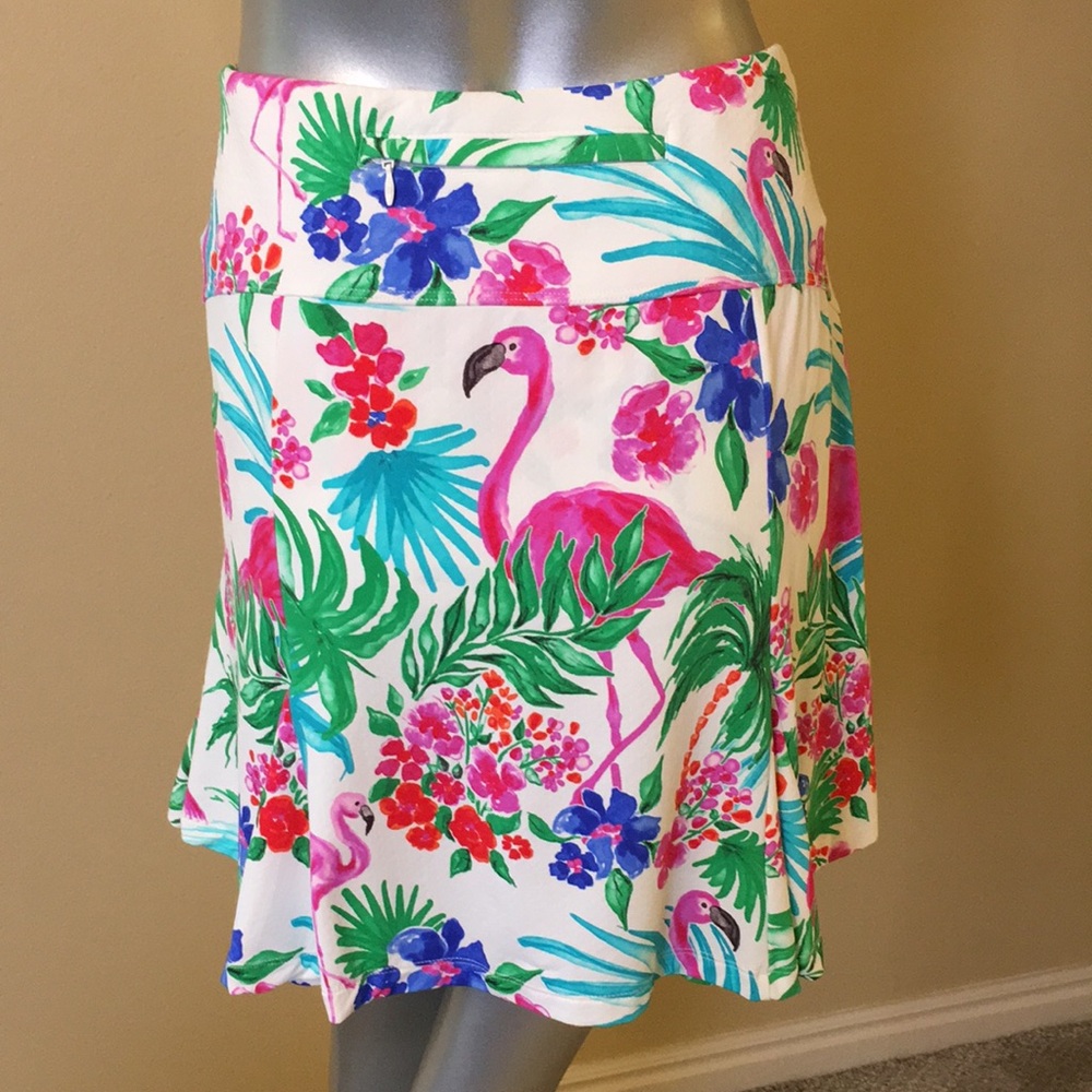 G LIFESTYLE GOLF BY GOTTEX Flared Golf Skort - UPF 50+ Flamingo 🦩 Floral Palm
